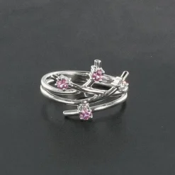 Bague or blanc diamant saphir rose