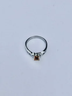 Bague Or Blanc Diamants Citrine