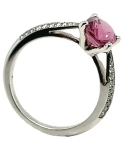 Bague Or Blanc Diamants et Saphir
