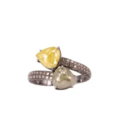 Bague Or blanc Diamants et Saphirs