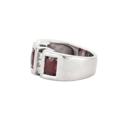 Bague or blanc diamants et rubis