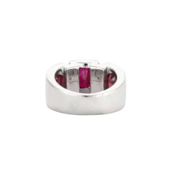 Bague or blanc diamants et rubis