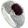 Bague or blanc diamants rubis