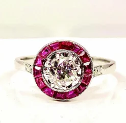 Bague Or blanc Diamants Rubis