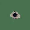 Bague or blanc, diamants, saphirs