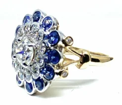 Bague Or blanc Diamants Saphirs
