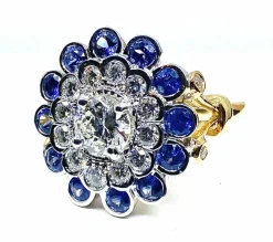 Bague Or blanc Diamants Saphirs