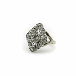 Bague or blanc, diamants taille ancienne européenne et taille ancienne mine - vers 1910