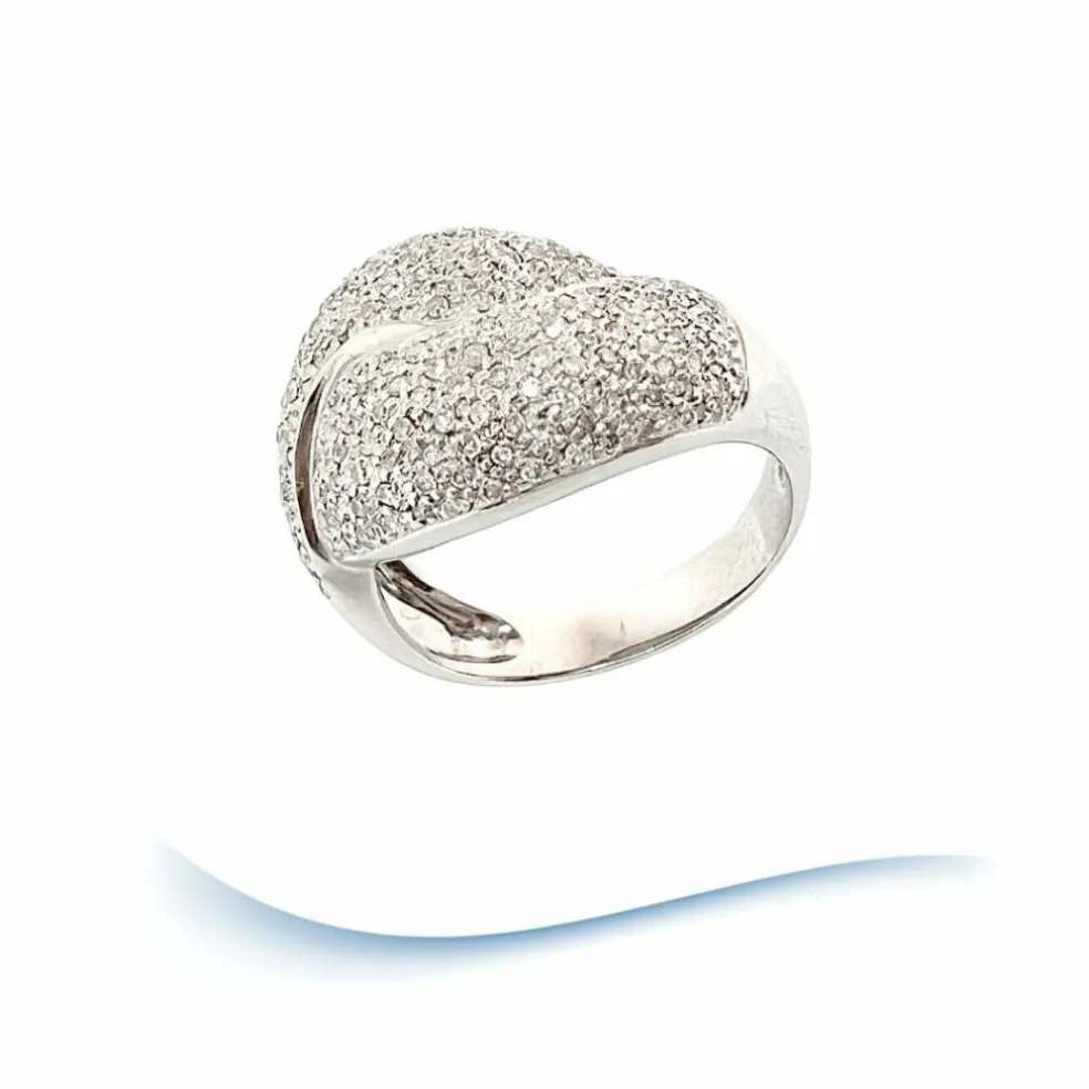 Bague or blanc, diamants total 2 carats