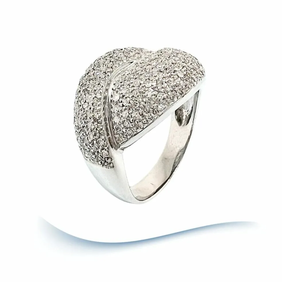 Bague or blanc, diamants total 2 carats