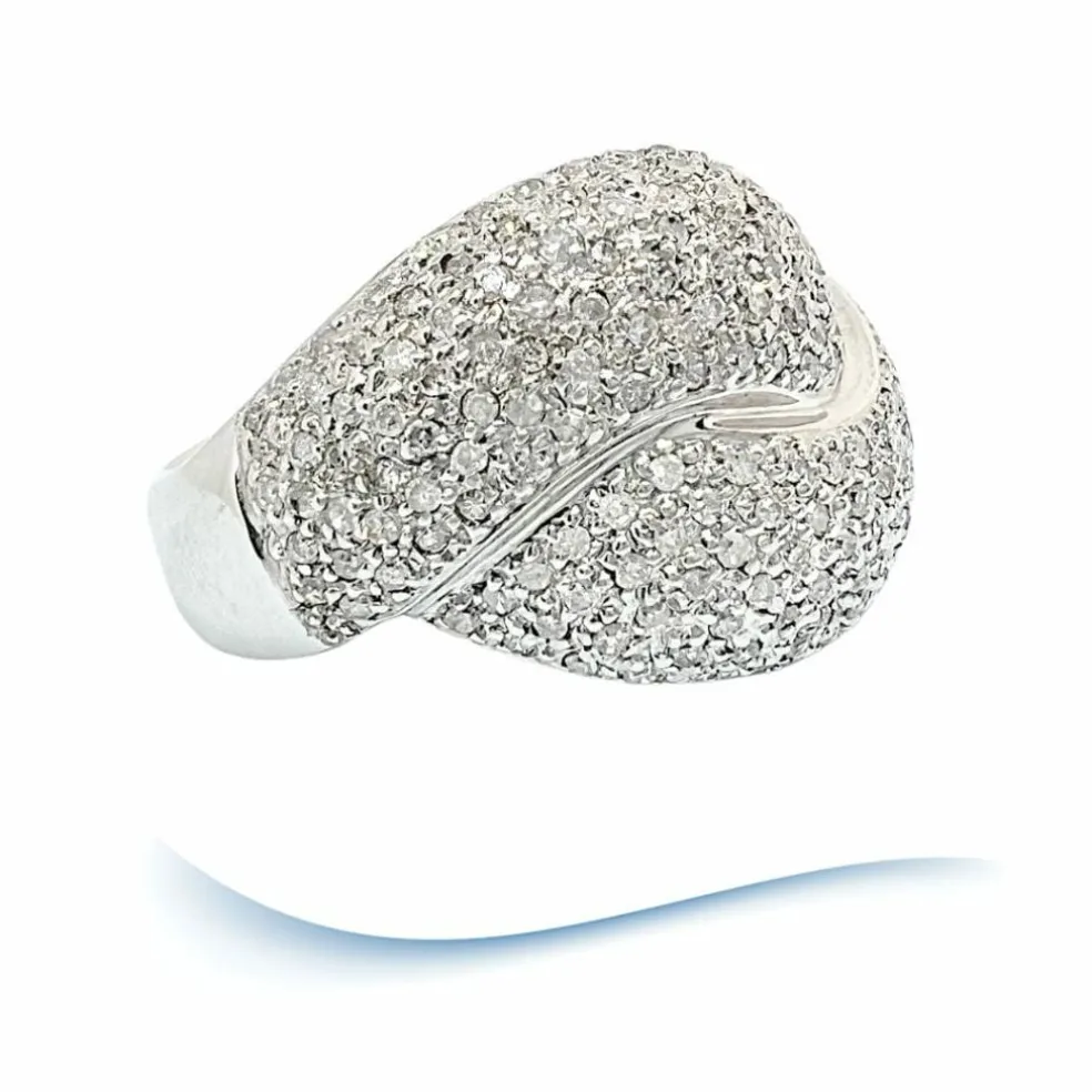 Bague or blanc, diamants total 2 carats