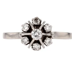 Bague or blanc diamants vintage