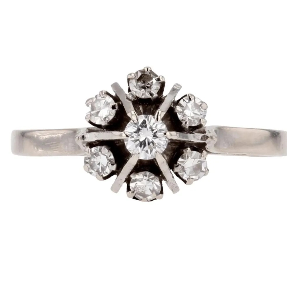 Bague or blanc diamants vintage