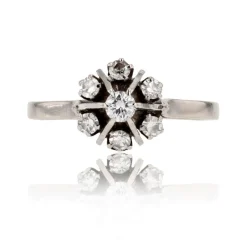 Bague or blanc diamants vintage