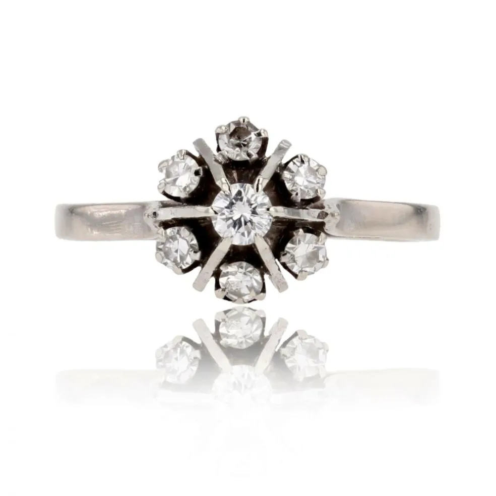 Bague or blanc diamants vintage