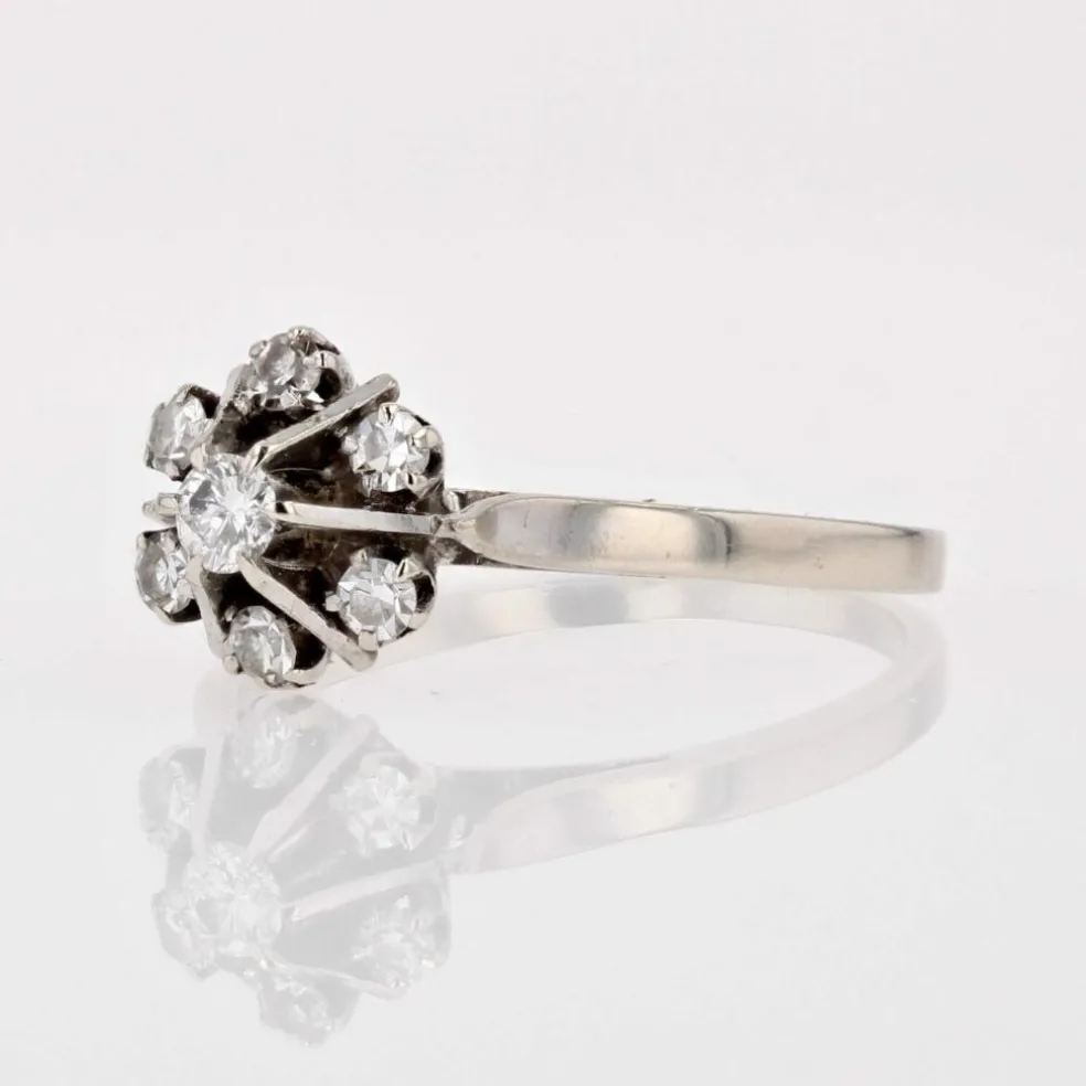Bague or blanc diamants vintage