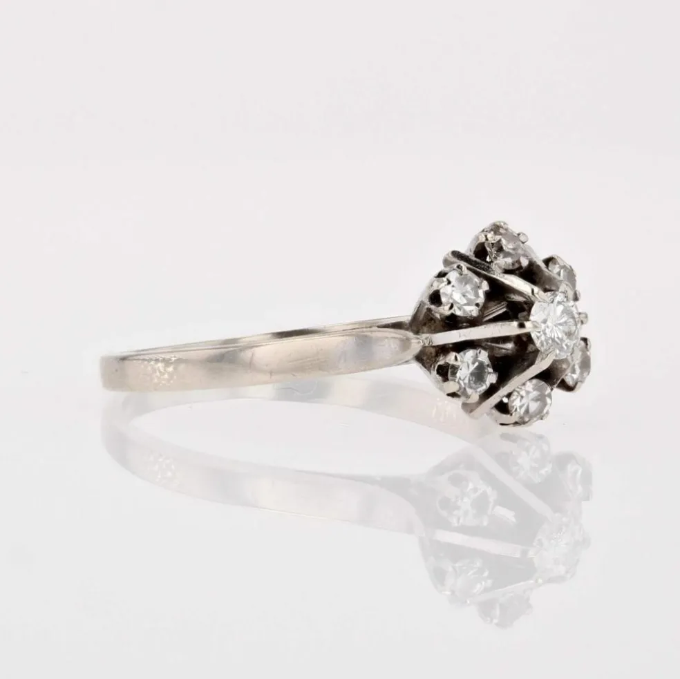 Bague or blanc diamants vintage