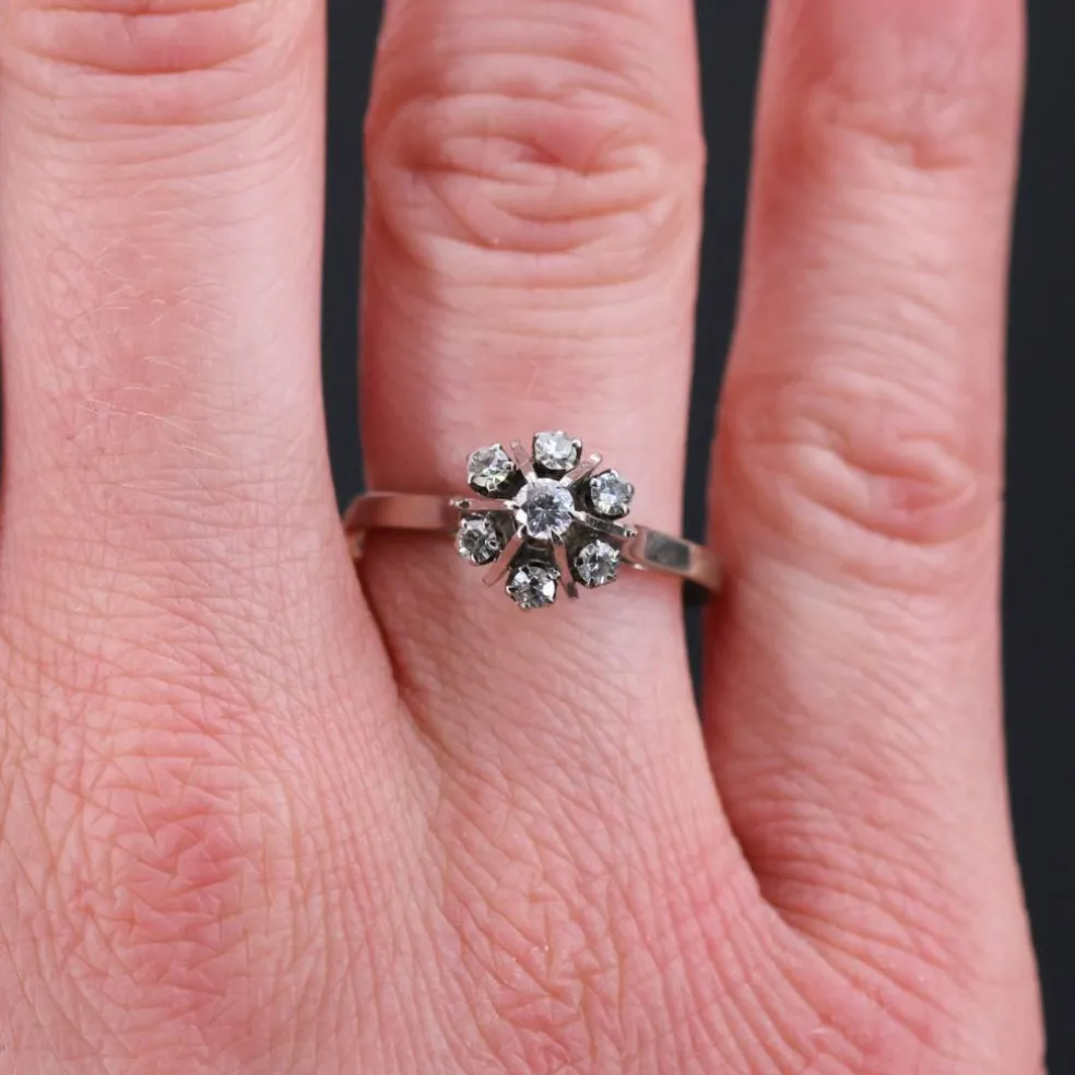 Bague or blanc diamants vintage