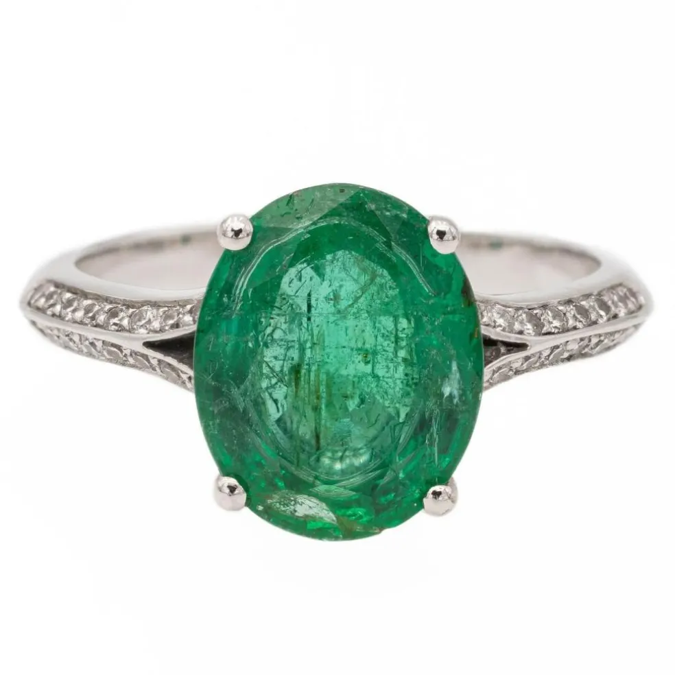 Bague Or blanc Emeraude