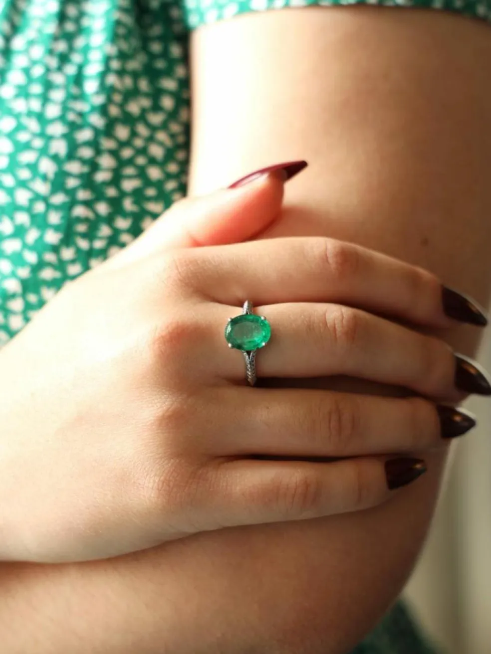 Bague Or blanc Emeraude