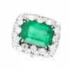 Bague Or blanc Emeraude Diamants
