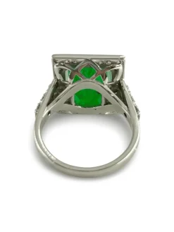Bague or blanc emeraude 6 ct et diamants