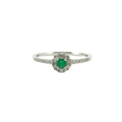 Bague or blanc Emeraude diamants