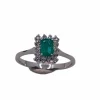 Bague Or blanc Emeraude Diamants