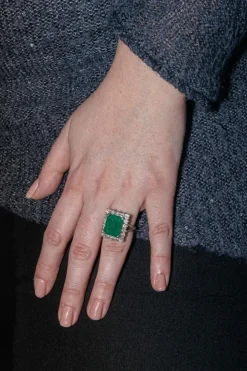 Bague Or blanc Emeraude, Diamant