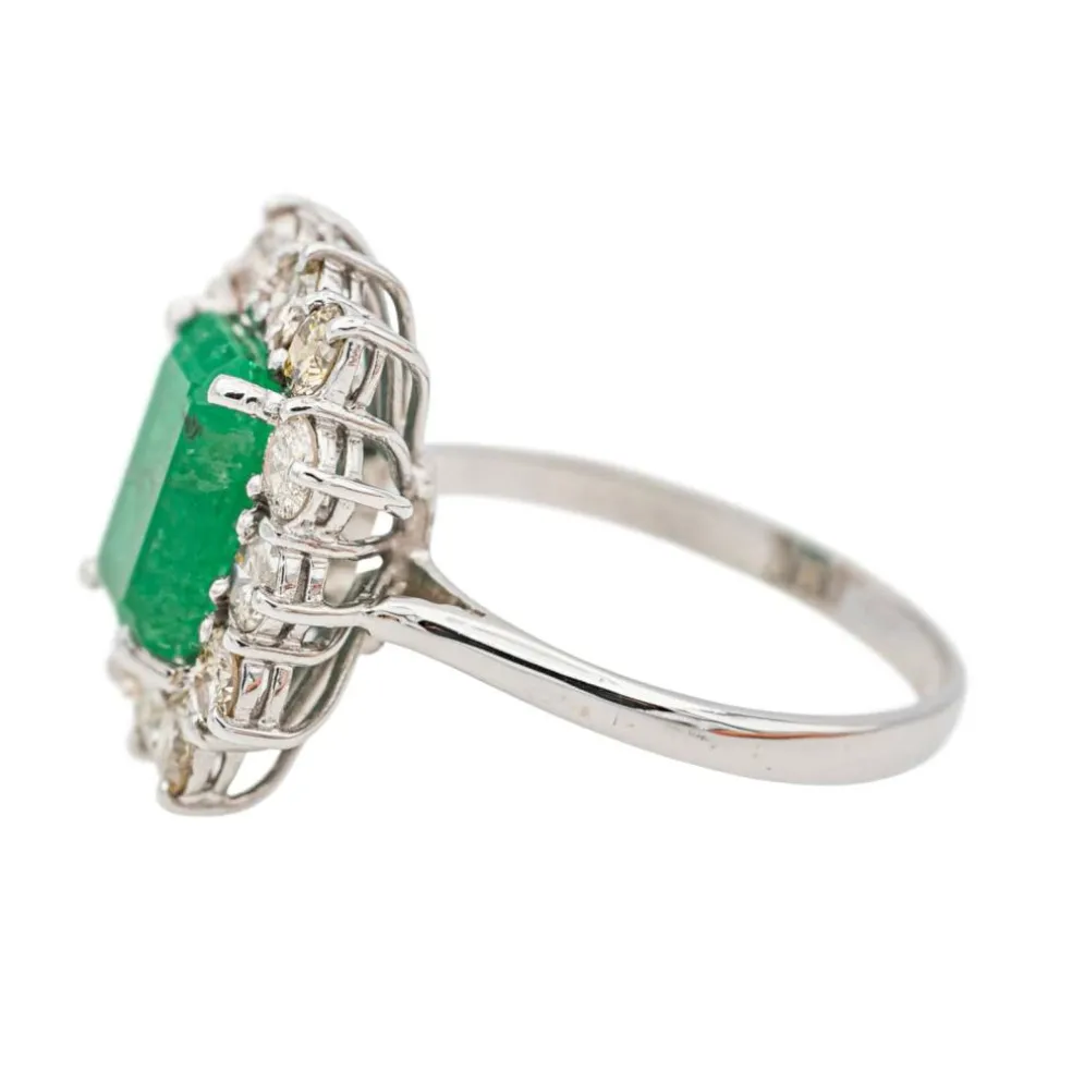 Bague Or blanc Emeraude, Diamant