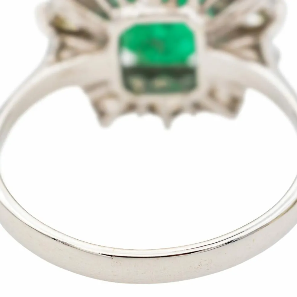 Bague Or blanc Emeraude, Diamant