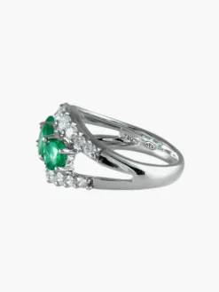 Bague Or blanc Emeraudes Diamants