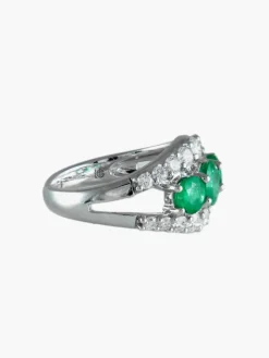 Bague Or blanc Emeraudes Diamants