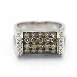 Bague Or blanc et Diamants Champagne