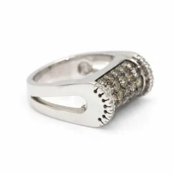 Bague Or blanc et Diamants Champagne