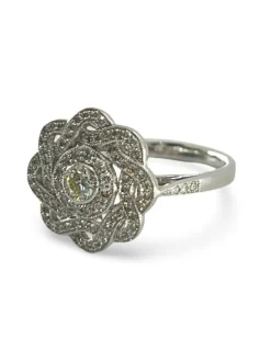Bague or blanc et diamants 1,10 ct