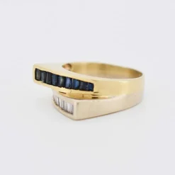 Bague Or Blanc et Jaune Saphirs et Diamants
