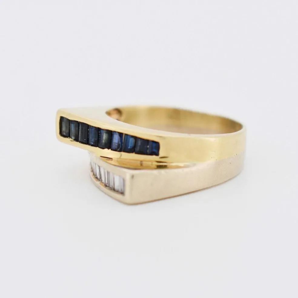 Bague Or Blanc et Jaune Saphirs et Diamants