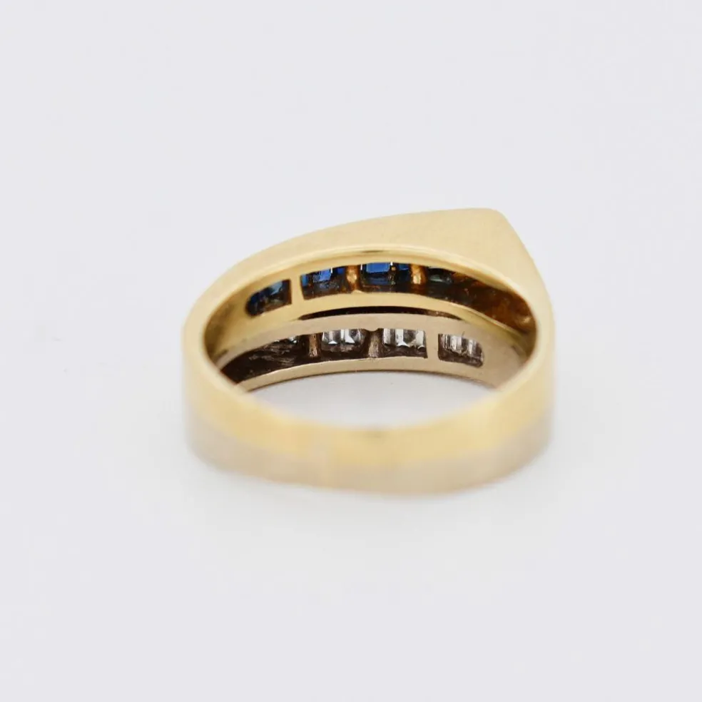 Bague Or Blanc et Jaune Saphirs et Diamants