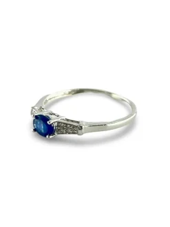 Bague or blanc et saphir et diamants