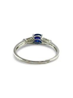 Bague or blanc et saphir et diamants