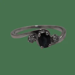 Bague or blanc et saphirs