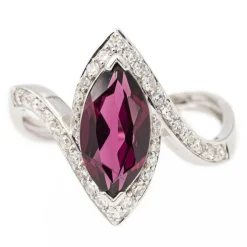 Bague Or blanc Grenat Almandin