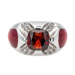 Bague Or blanc Grenat, Diamant