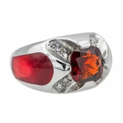 Bague Or blanc Grenat, Diamant