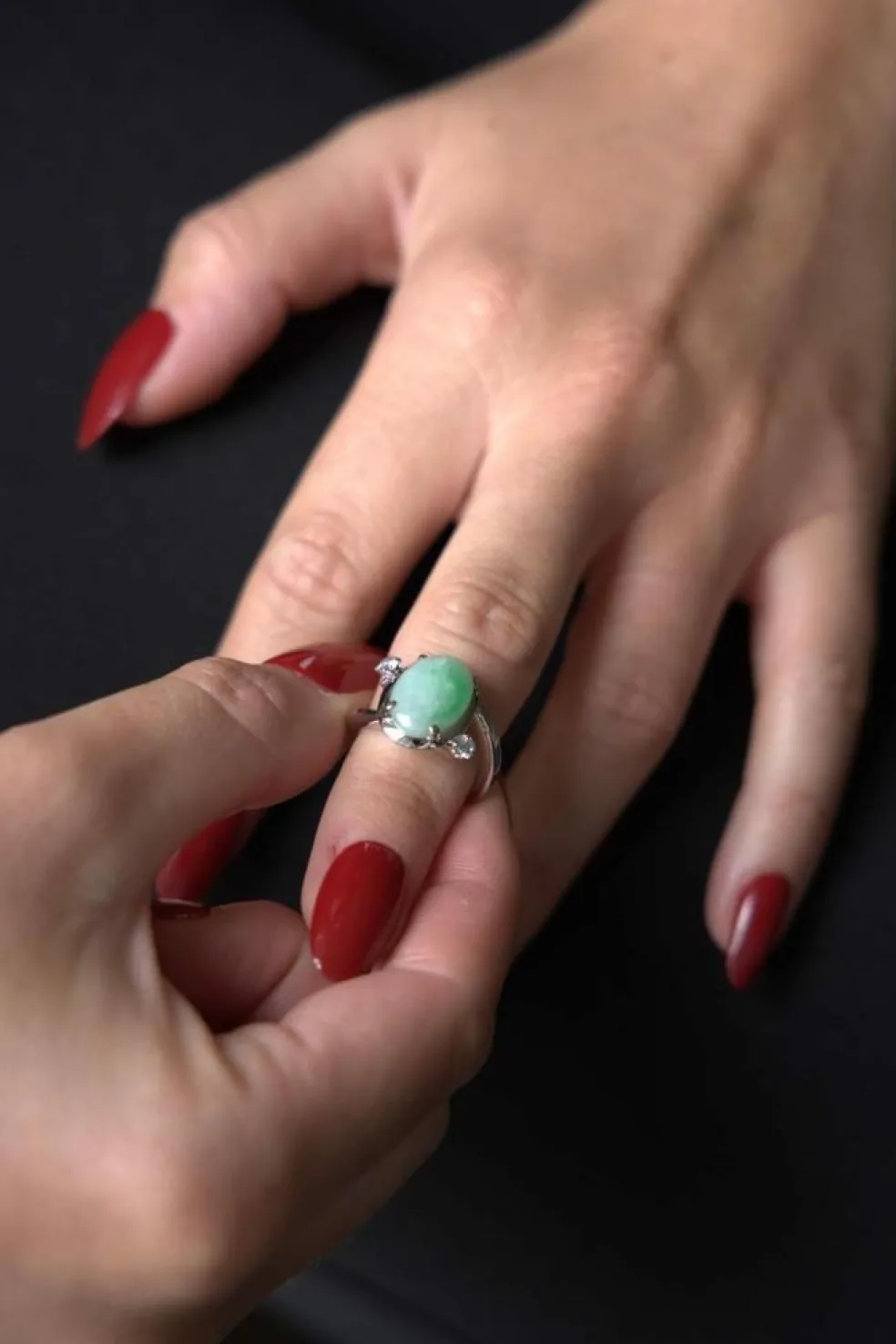Bague or blanc Jade Jadéite