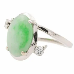 Bague or blanc Jade Jadéite