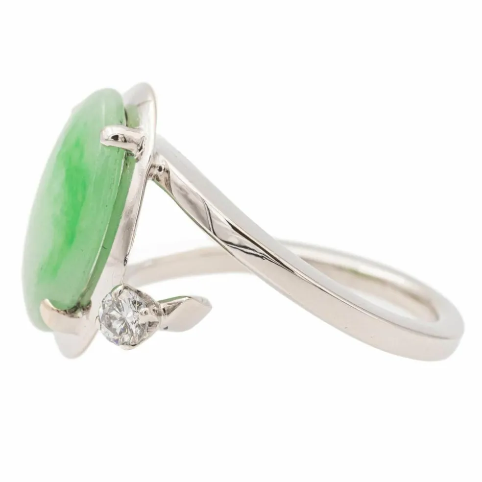 Bague or blanc Jade Jadéite