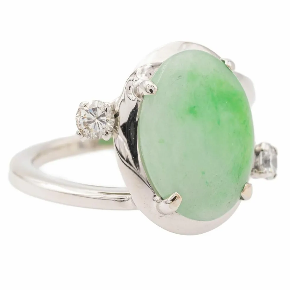 Bague or blanc Jade Jadéite