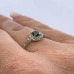 Bague Or Blanc 18k & Diamant Noir